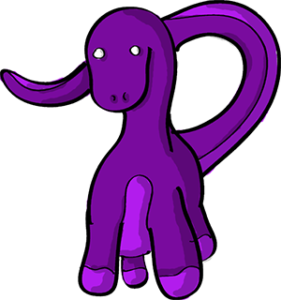 Colored digital drawing of a purple brontosaurus. This is a player character option from the Prometheusaurus game.